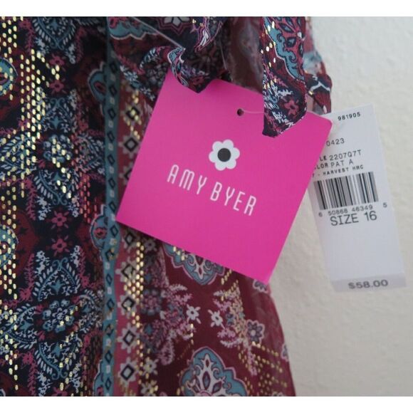 Amy Byer 2207Q7T Girl's Sz 16 Multicolor Harvest HMC Knee Length Dress $58+ - Picture 3 of 12